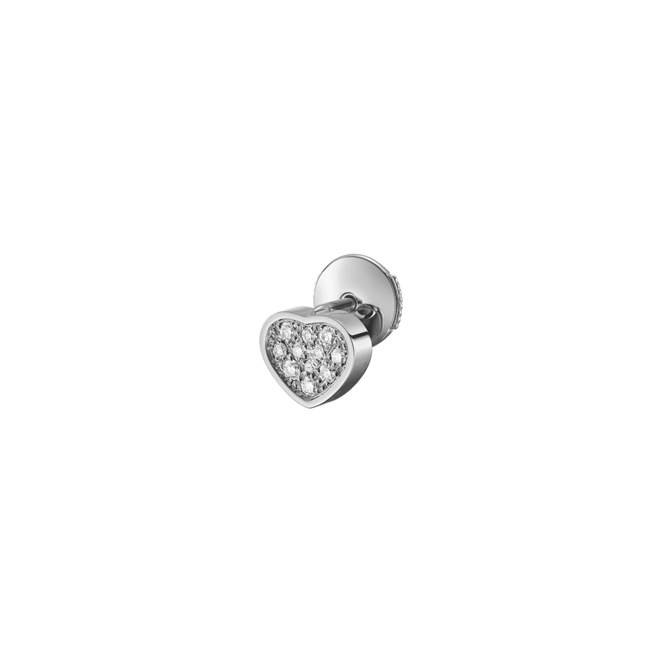 Boucle d’oreille Solo Chopard My Happy Hearts en or blanc pavée de diamants 