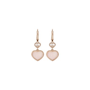 Boucles d’oreilles Chopard Happy Hearts en or rose, diamants et opales roses