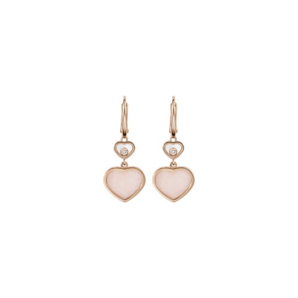 Boucles d’oreilles Chopard Happy Hearts en or rose, diamants et opales roses