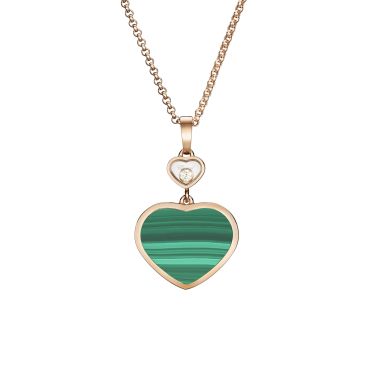Collier Chopard Happy Hearts en or rose, diamant et malachite