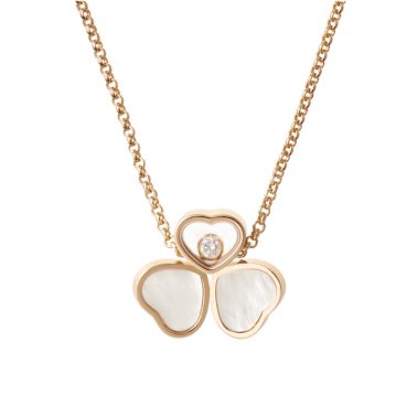 Chopard My Happy Hearts necklace in white gold, mother-of-pearl, and diamonds