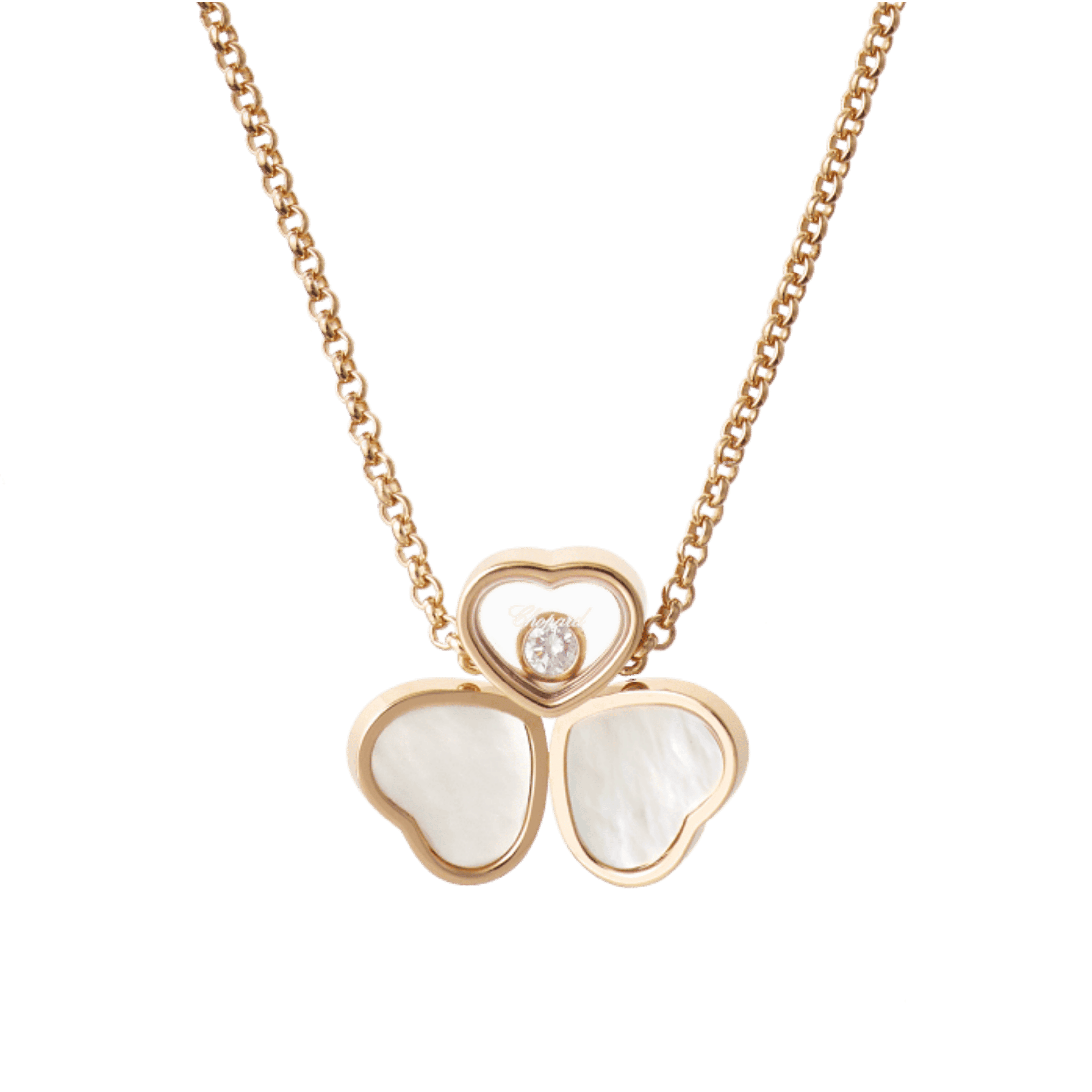 Collier Chopard My Happy Hearts en or blanc, nacre et diamant