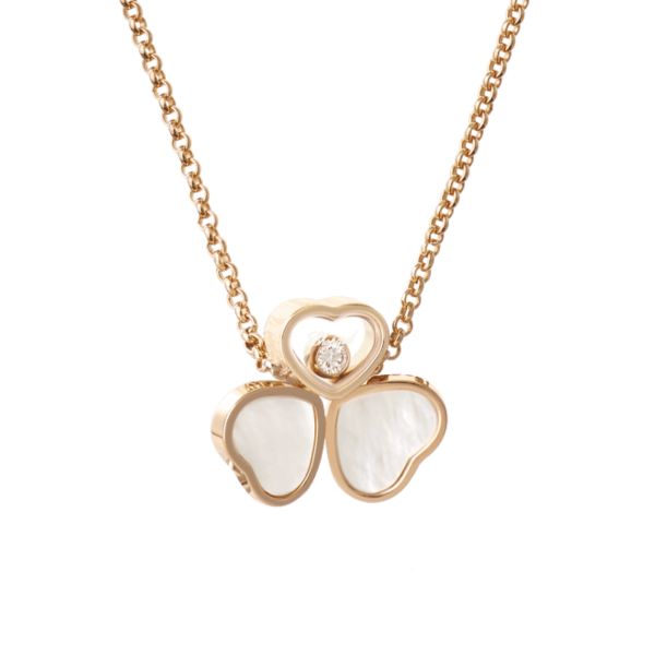 Collier Chopard My Happy Hearts en or blanc, nacre et diamant