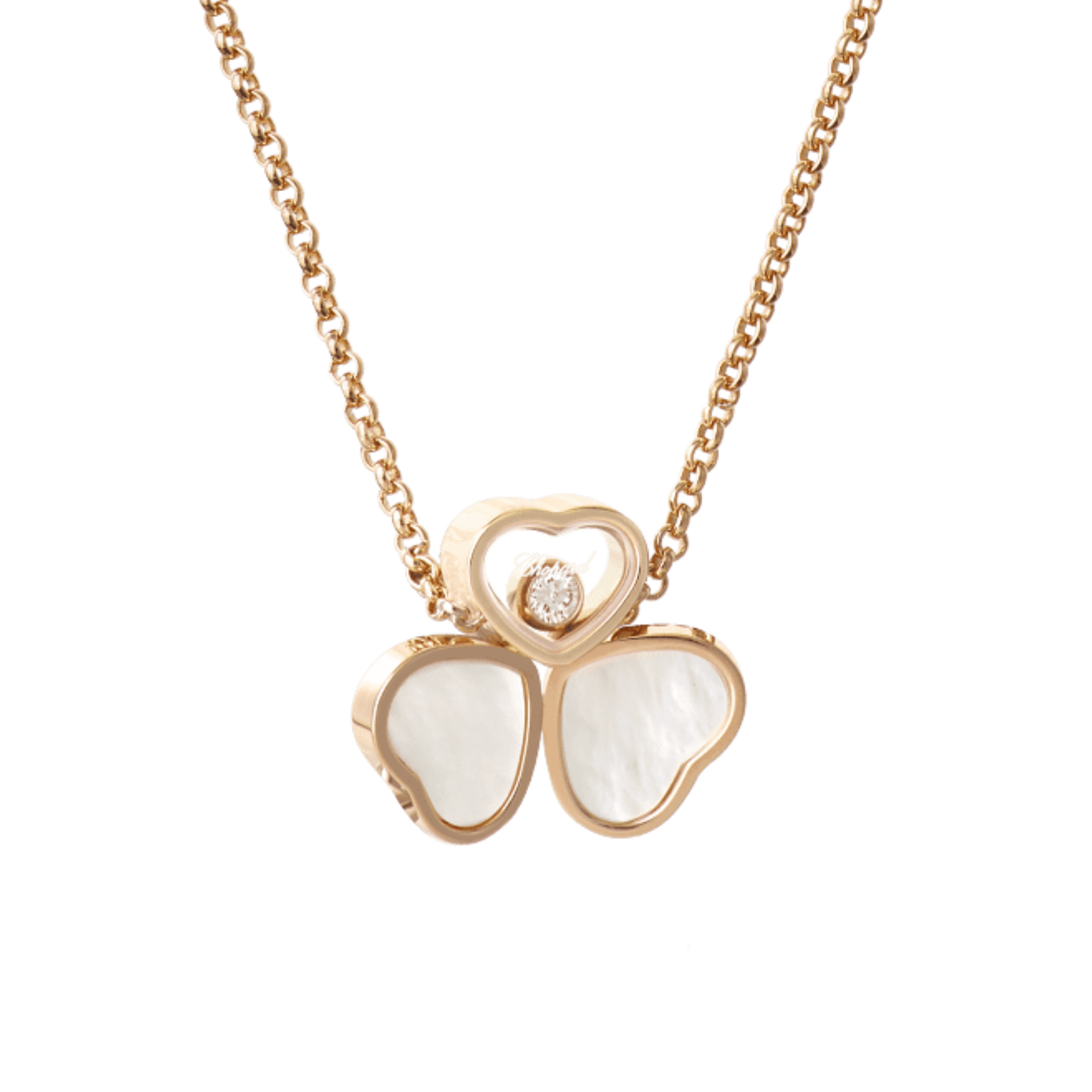 Collier Chopard My Happy Hearts en or blanc, nacre et diamant