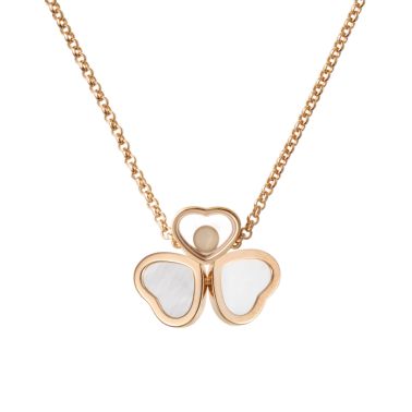 Collier Chopard My Happy Hearts en or blanc, nacre et diamant