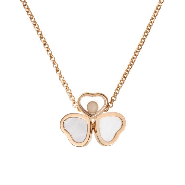 Collier Chopard My Happy Hearts en or blanc, nacre et diamant
