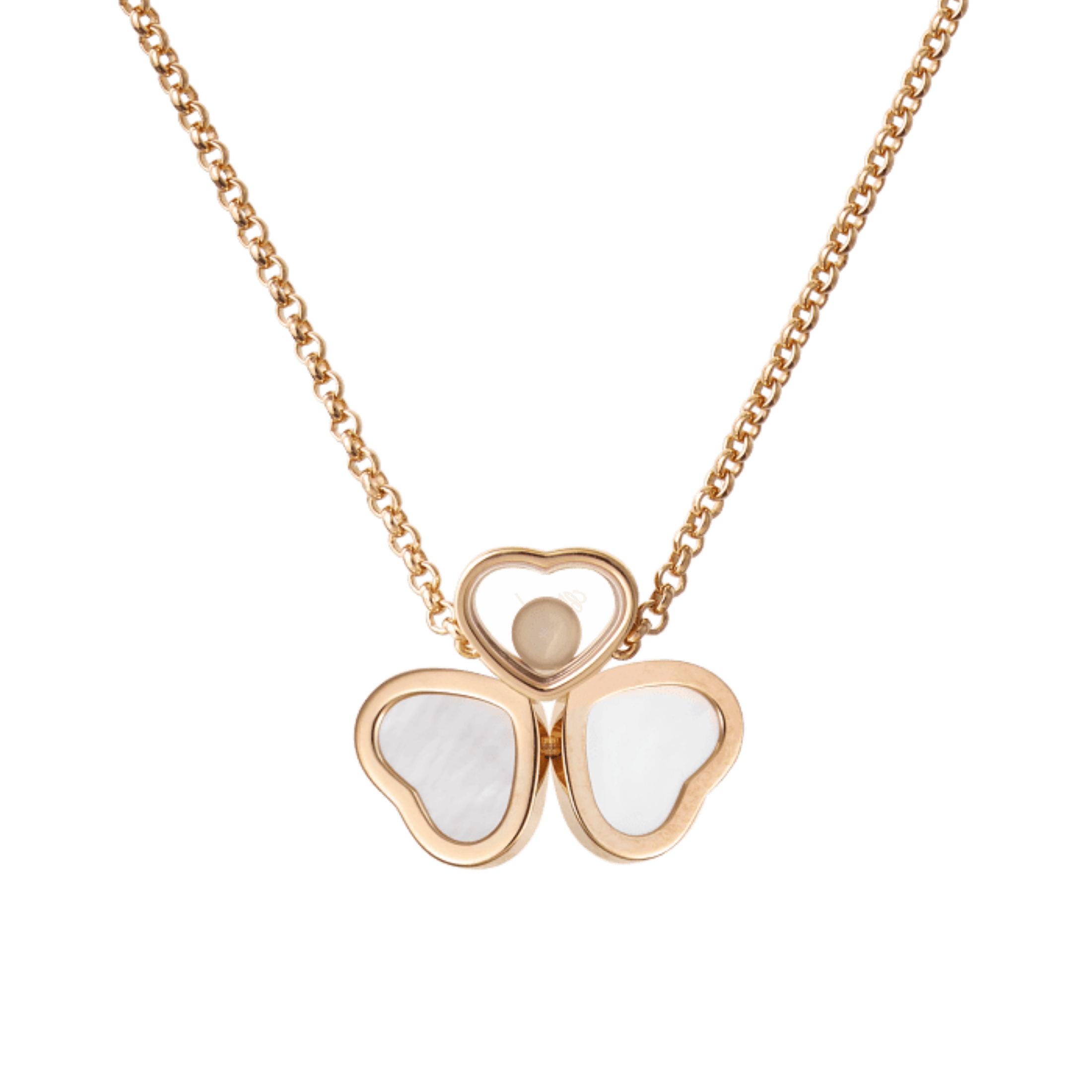 Collier Chopard My Happy Hearts en or blanc, nacre et diamant