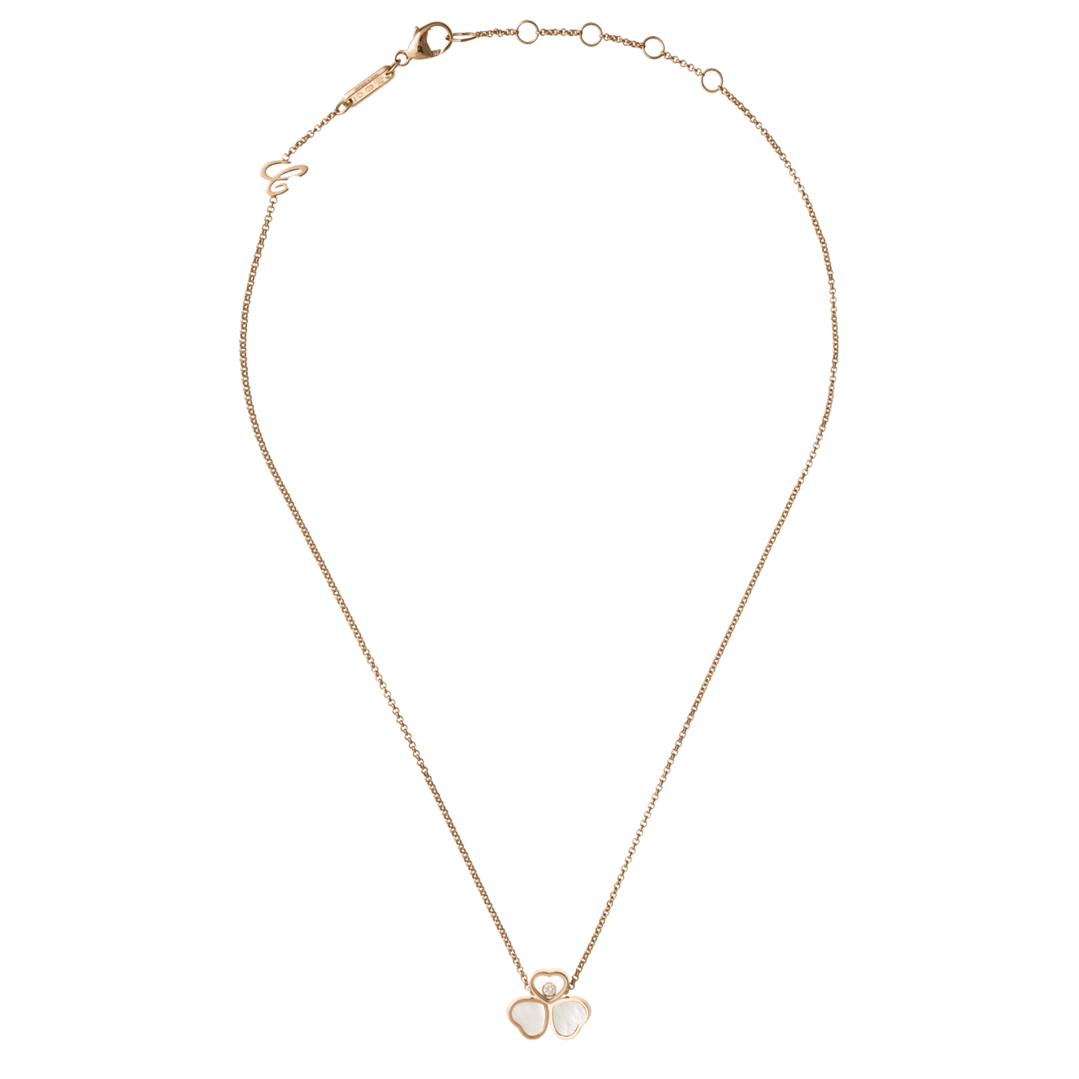 Collier Chopard My Happy Hearts en or blanc, nacre et diamant