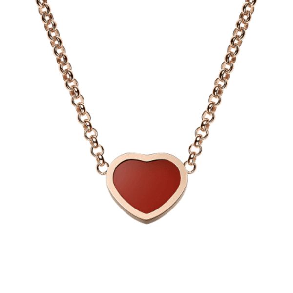 Collier Chopard Happy Hearts en or rose et cornaline