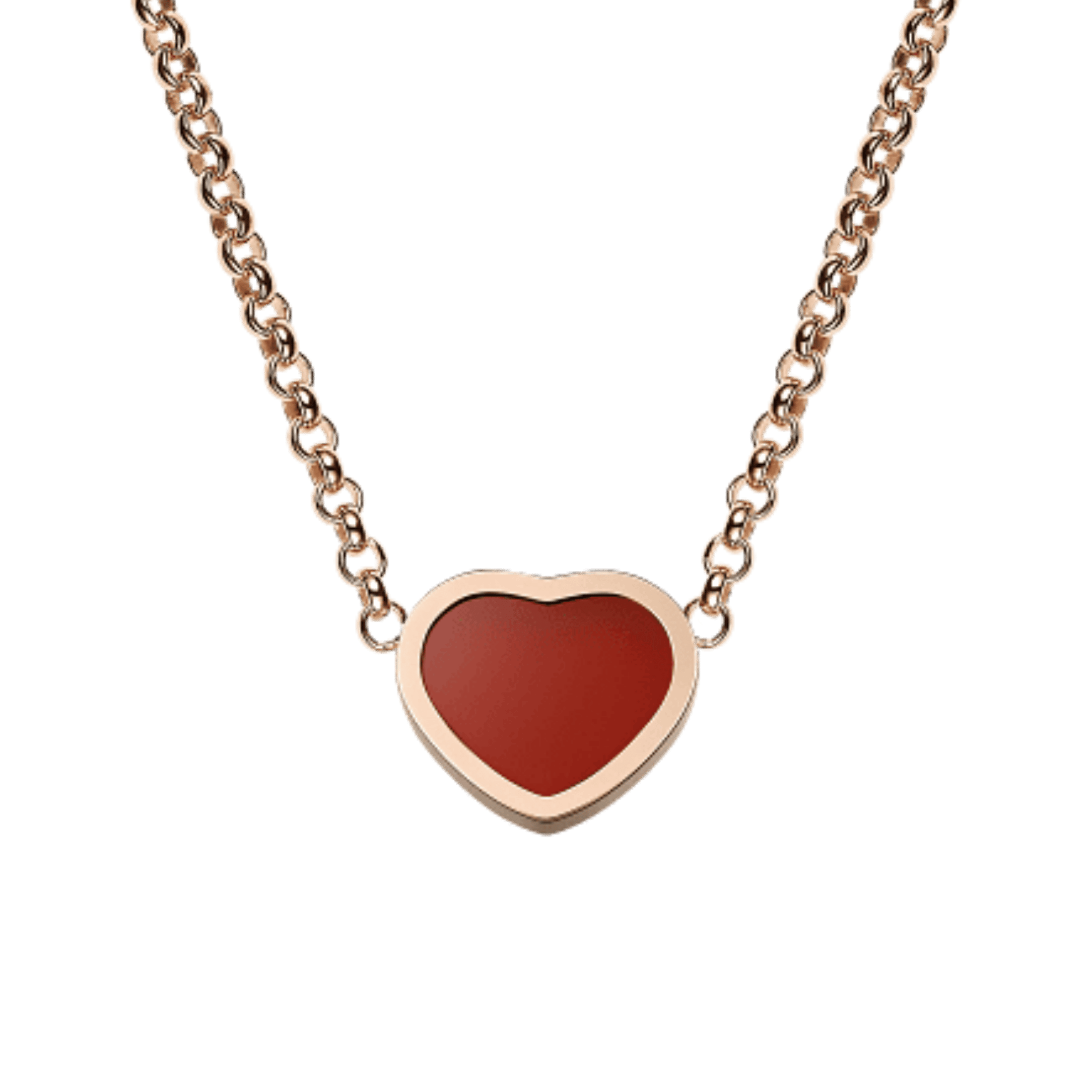 Collier Chopard Happy Hearts en or rose et cornaline