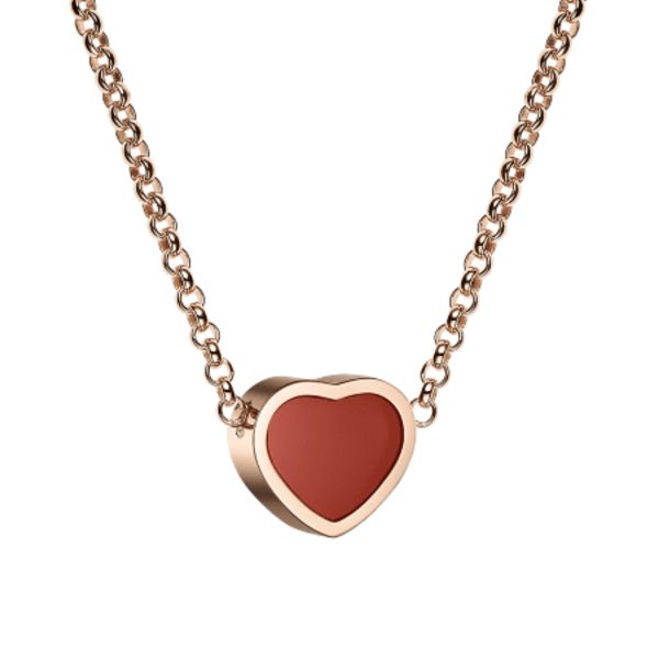 Collier Chopard Happy Hearts en or rose et cornaline
