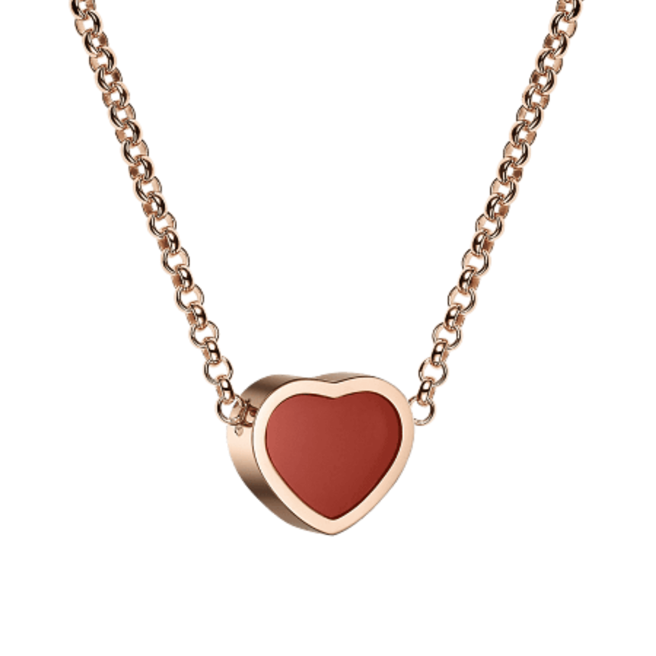 Collier Chopard Happy Hearts en or rose et cornaline