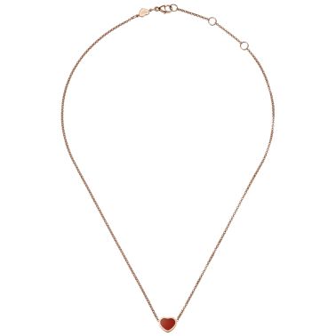Collier Chopard Happy Hearts en or rose et cornaline