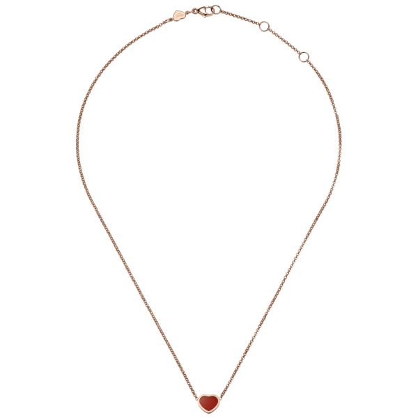 Collier Chopard Happy Hearts en or rose et cornaline