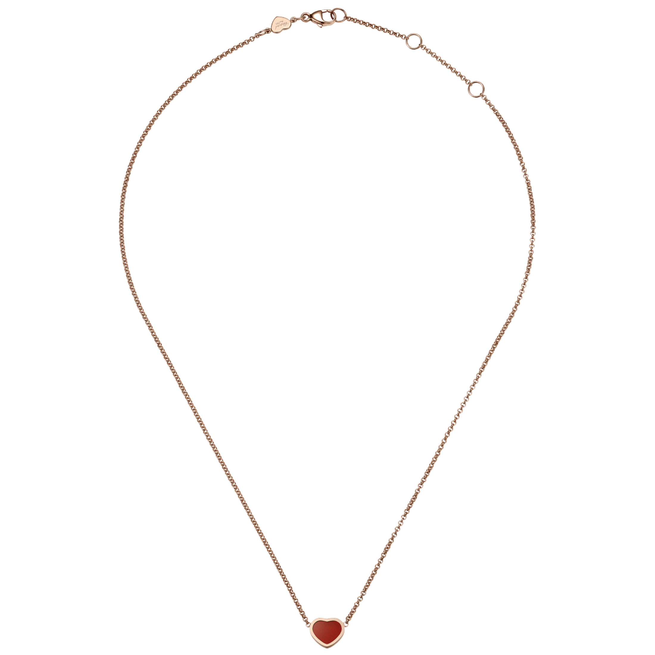 Collier Chopard Happy Hearts en or rose et cornaline
