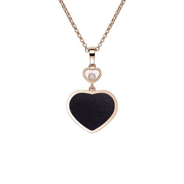 Chopard Happy Hearts necklace in rose gold, diamonds, and aventurine