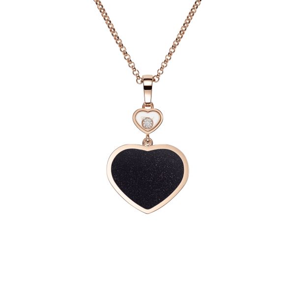 Collier Chopard Happy Hearts en or rose, diamant et aventurine