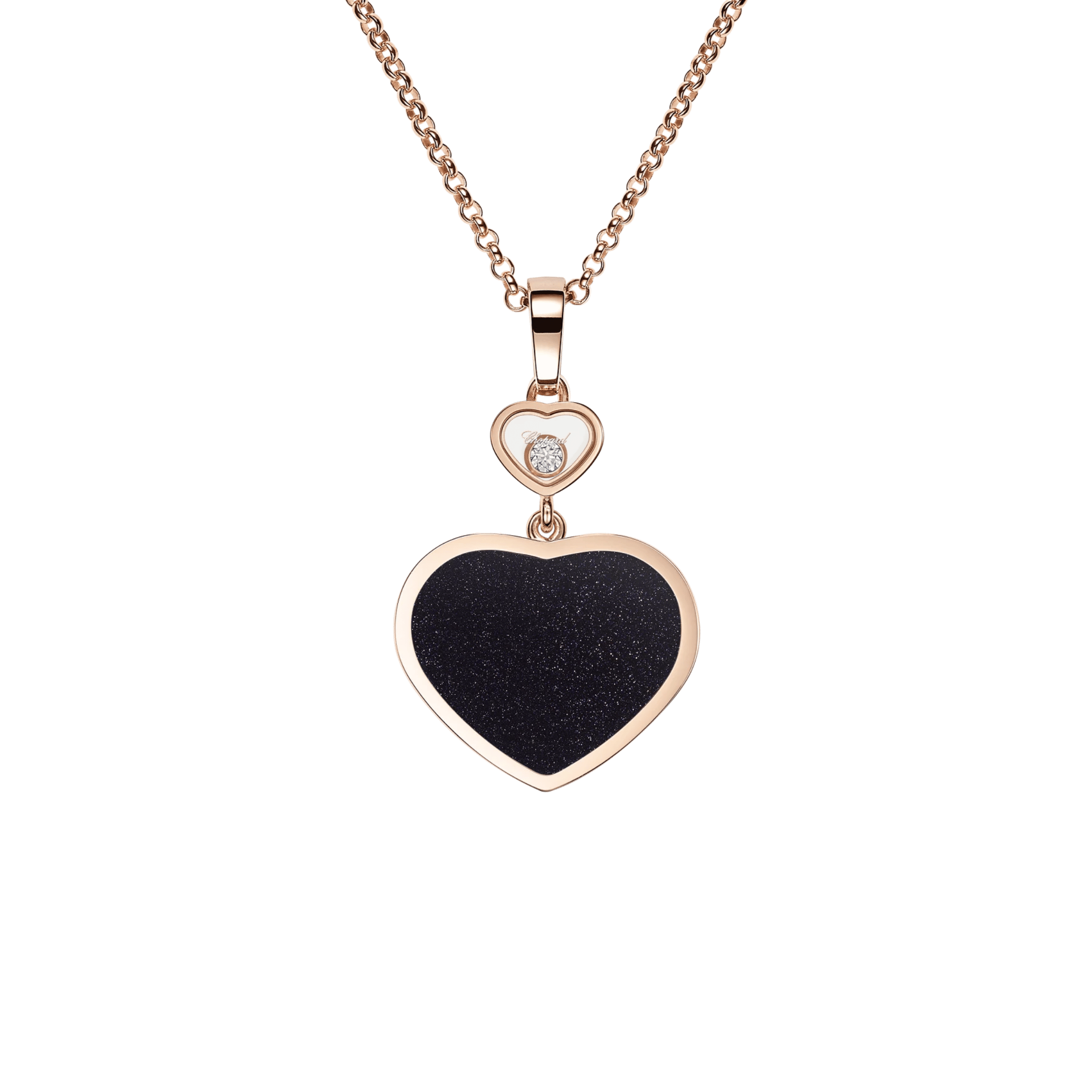 Collier Chopard Happy Hearts en or rose, diamant et aventurine