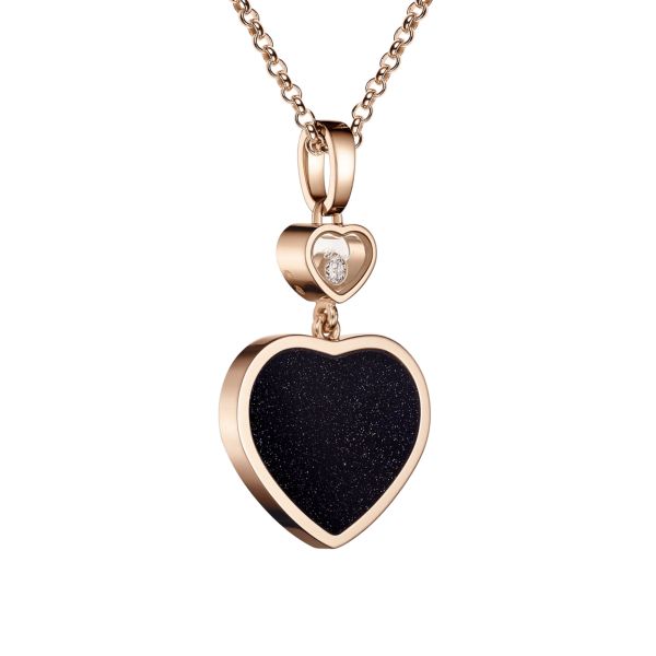 Collier Chopard Happy Hearts en or rose, diamant et aventurine