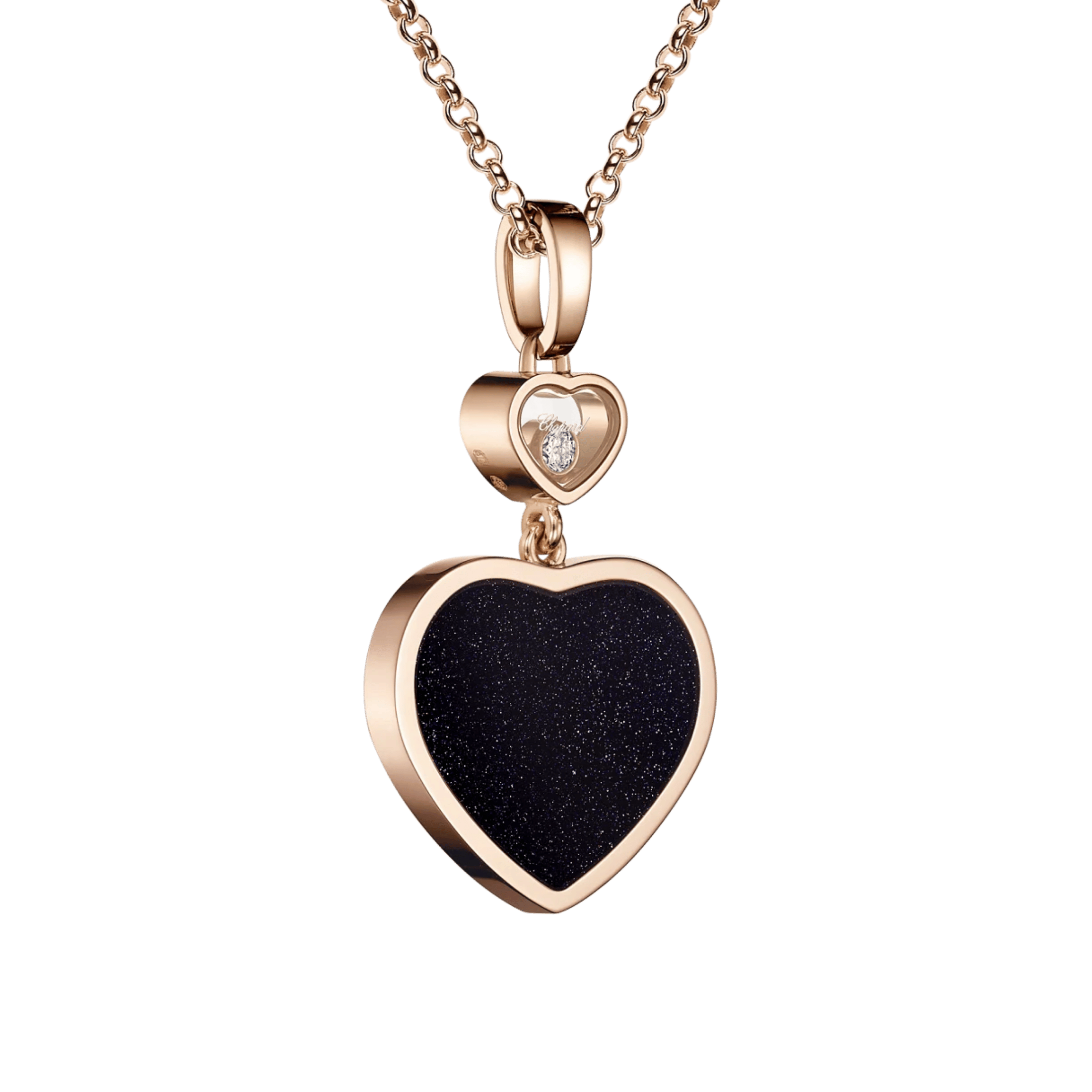 Collier Chopard Happy Hearts en or rose, diamant et aventurine