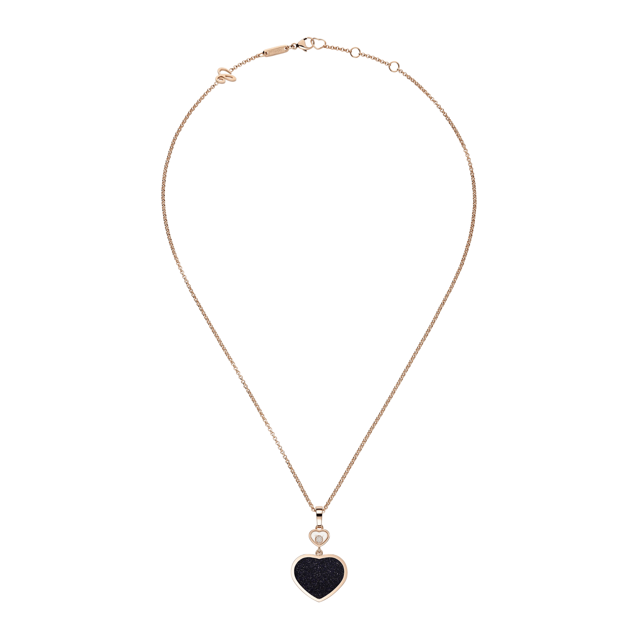 Collier Chopard Happy Hearts en or rose, diamant et aventurine