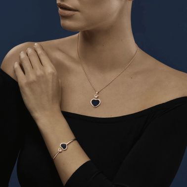 Collier Chopard Happy Hearts en or rose, diamant et aventurine