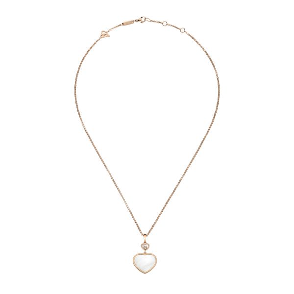 Chopard Happy Hearts necklace in rose gold, diamonds, and mother-of-pearl