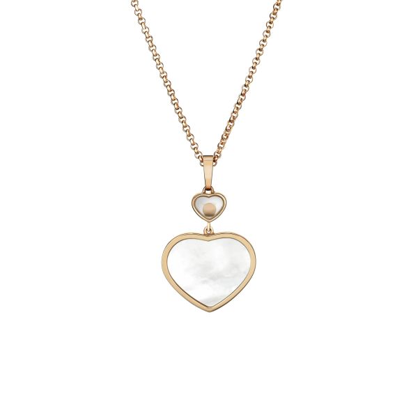 Chopard Happy Hearts necklace in rose gold, diamonds, and mother-of-pearl