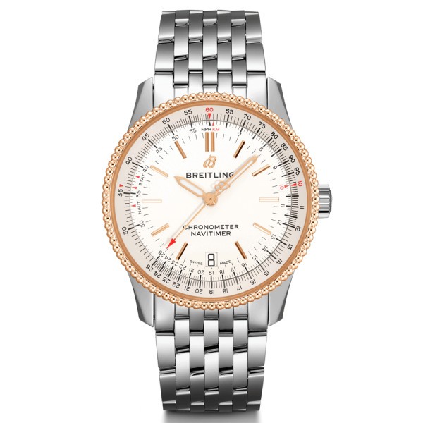 Montre Breitling Navitimer 1 B17 automatique cadran argent bracelet acier 38 mm