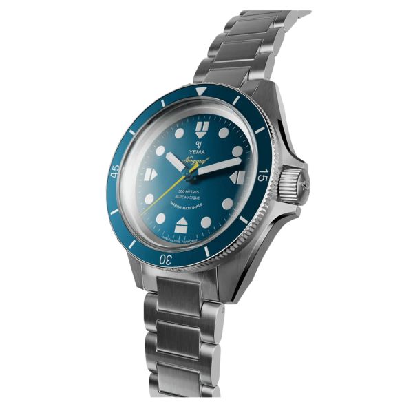 Montre Yema Navygraf Marine Nationale CMM.10 automatique cadran bleu bracelet acier 39 mm