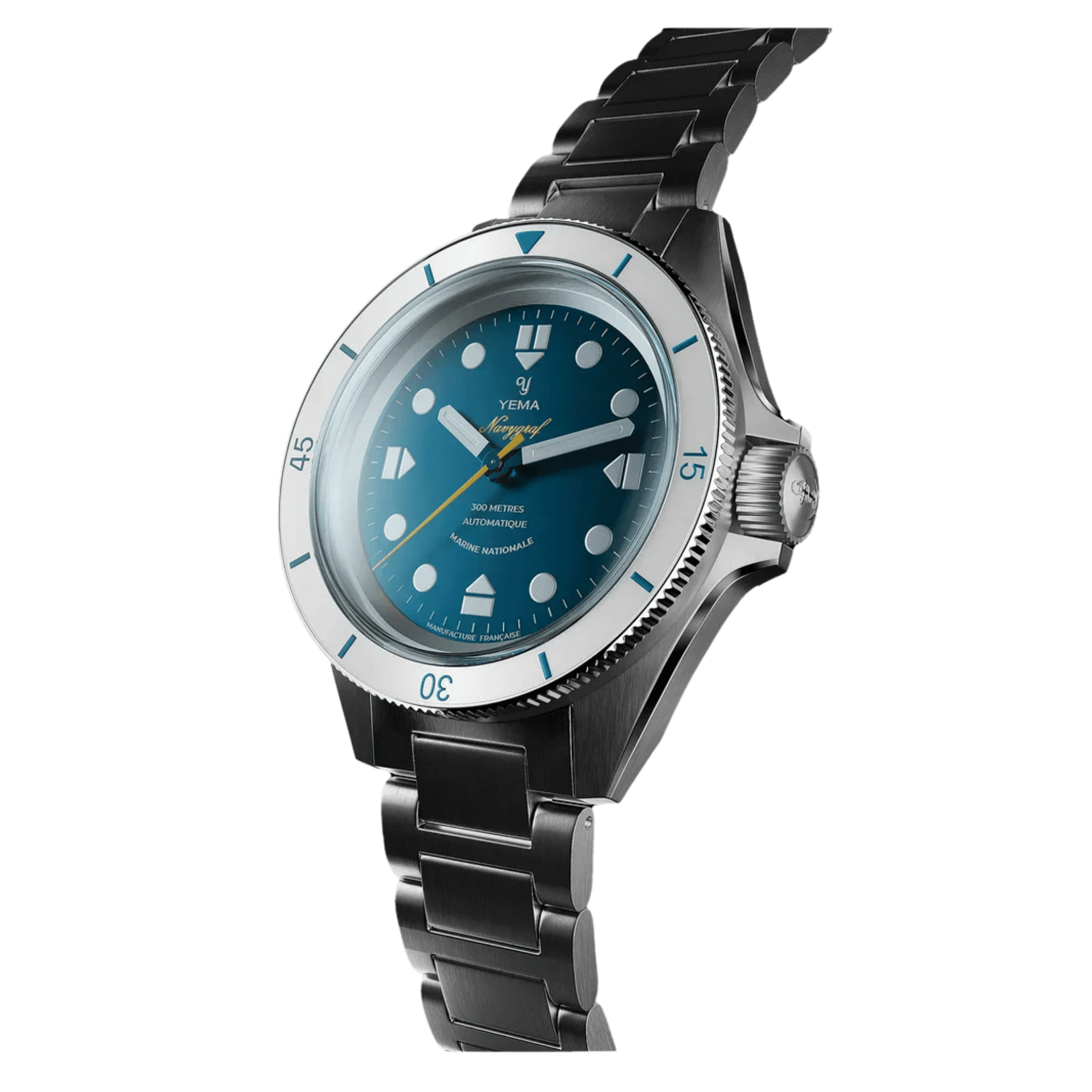 Yema Navygraf Marine Nationale CMM.10 automatic blue dial steel bracelet 39 mm