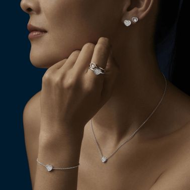 Bracelet Chopard My Happy Hearts en or blanc et diamants
