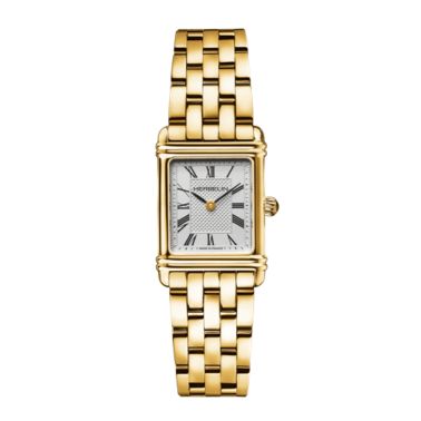 Montre Michel Herbelin Perles quartz cadran argent soleillé bracelet acier PVD or jaune 19 x 20,5 mm
