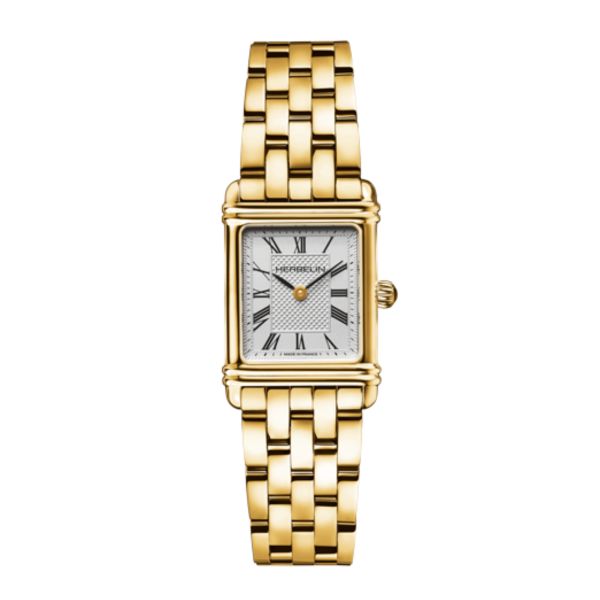 Montre Michel Herbelin Perles quartz cadran argent soleillé bracelet acier PVD or jaune 19 x 20,5 mm