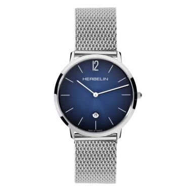 Montre Michel Herbelin City quartz cadran bleu bracelet maille milanaise 38,7 mm