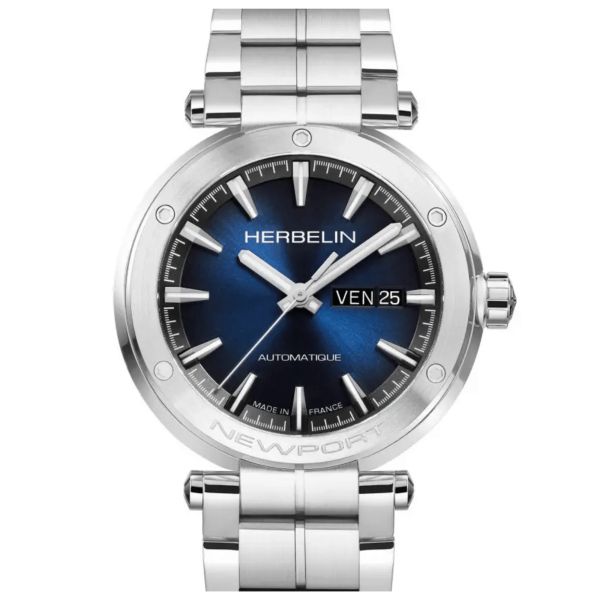 Montre Michel Herbelin Newport automatique cadran bleu bracelet acier 42 mm