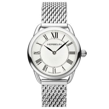 Montre Michel Herbelin Equinoxe quartz cadran argent bracelet acier 28 mm