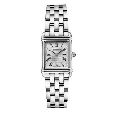 Michel Herbelin Art Deco quartz watch silver dial Roman numerals stainless steel bracelet 20.3 x 24.4 mm