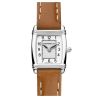Montre Michel Herbelin Art Déco quartz chiffres arabes bracelet cuir brun