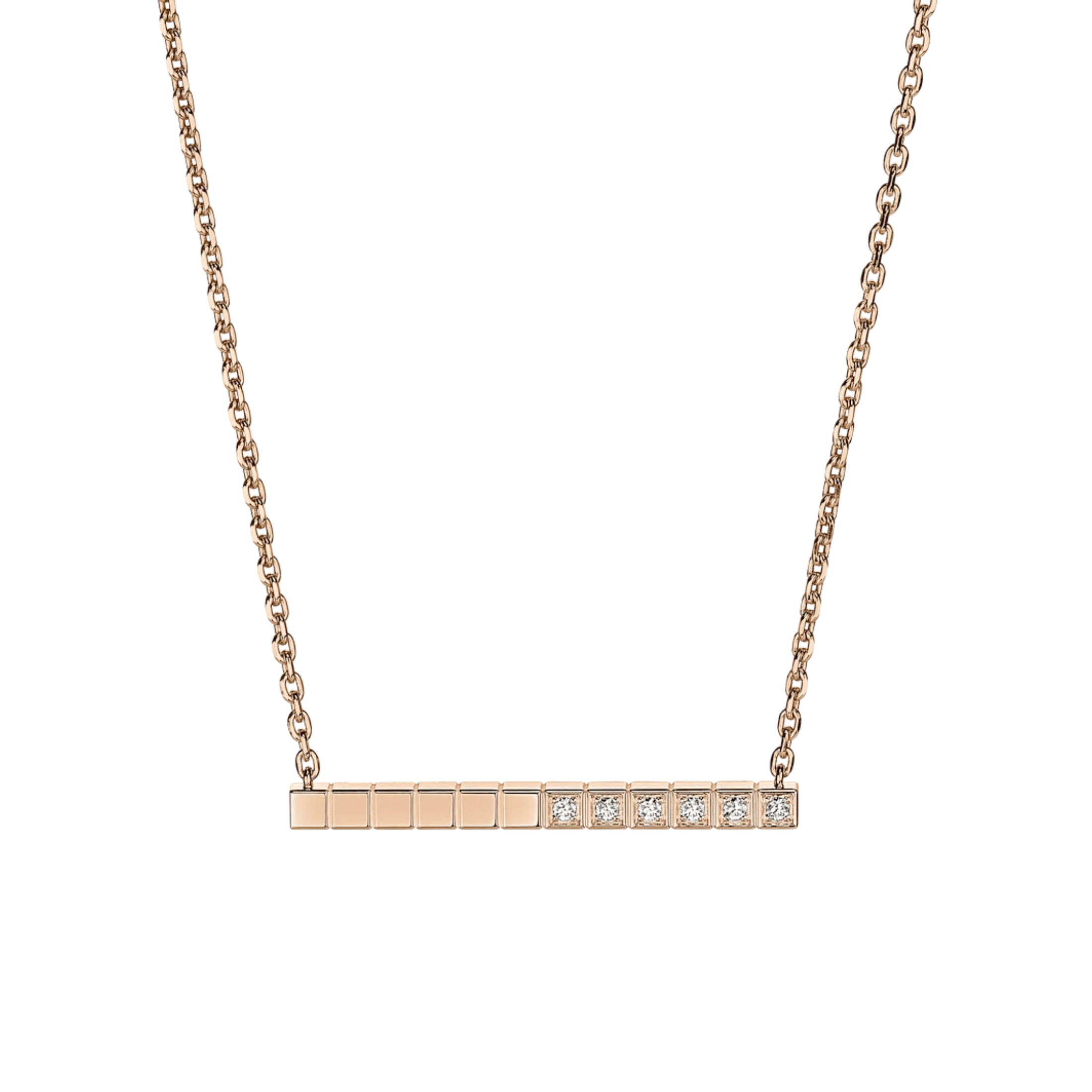 Collier Chopard Ice Cube en or rose et diamants 