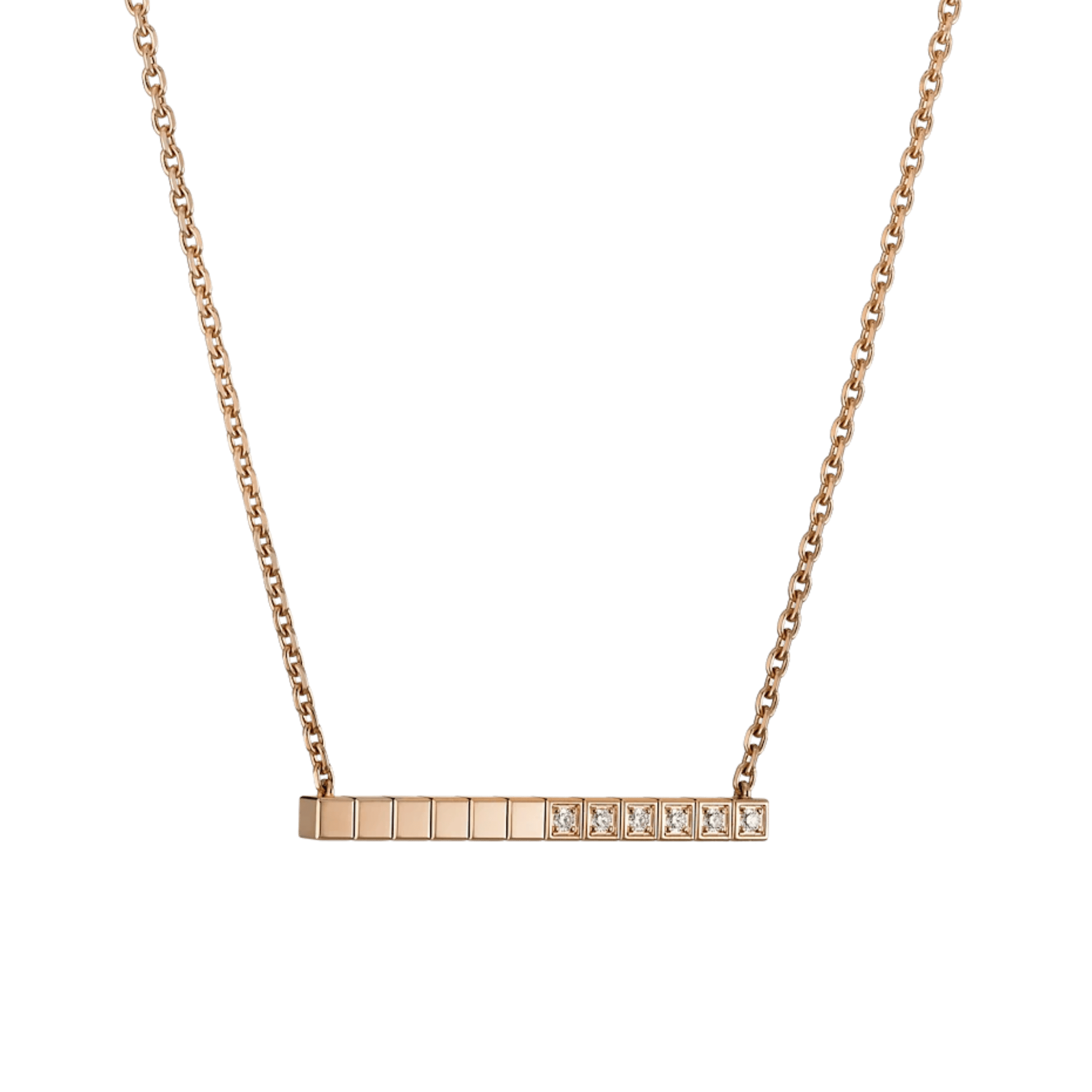 Collier Chopard Ice Cube en or rose et diamants 