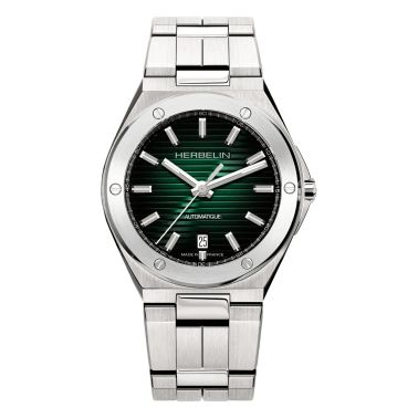 Michel Herbelin Cap Camarat quartz watch green dial steel bracelet 40,5 mm