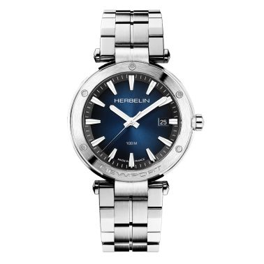 Montre Michel Herbelin Newport quartz cadran bleu bracelet acier 40,5 mm