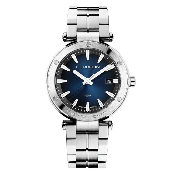 Michel Herbelin Newport quartz watch blue dial steel stainless bracelet 40,5 mm