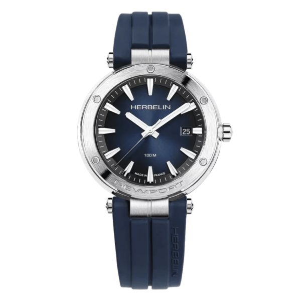 Montre Michel Herbelin Newport quartz cadran bleu bracelet caoutchouc bleu 40,5 mm