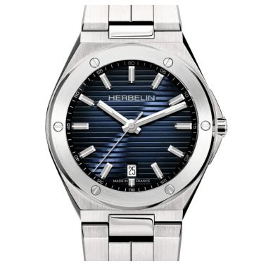 Montre Michel Herbelin Cap Camarat quartz cadran bleu bracelet acier 40,50 mm