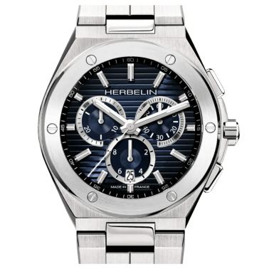 Montre Michel Herbelin Cap Camarat quartz chronographe cadran bleu bracelet acier 42 mm