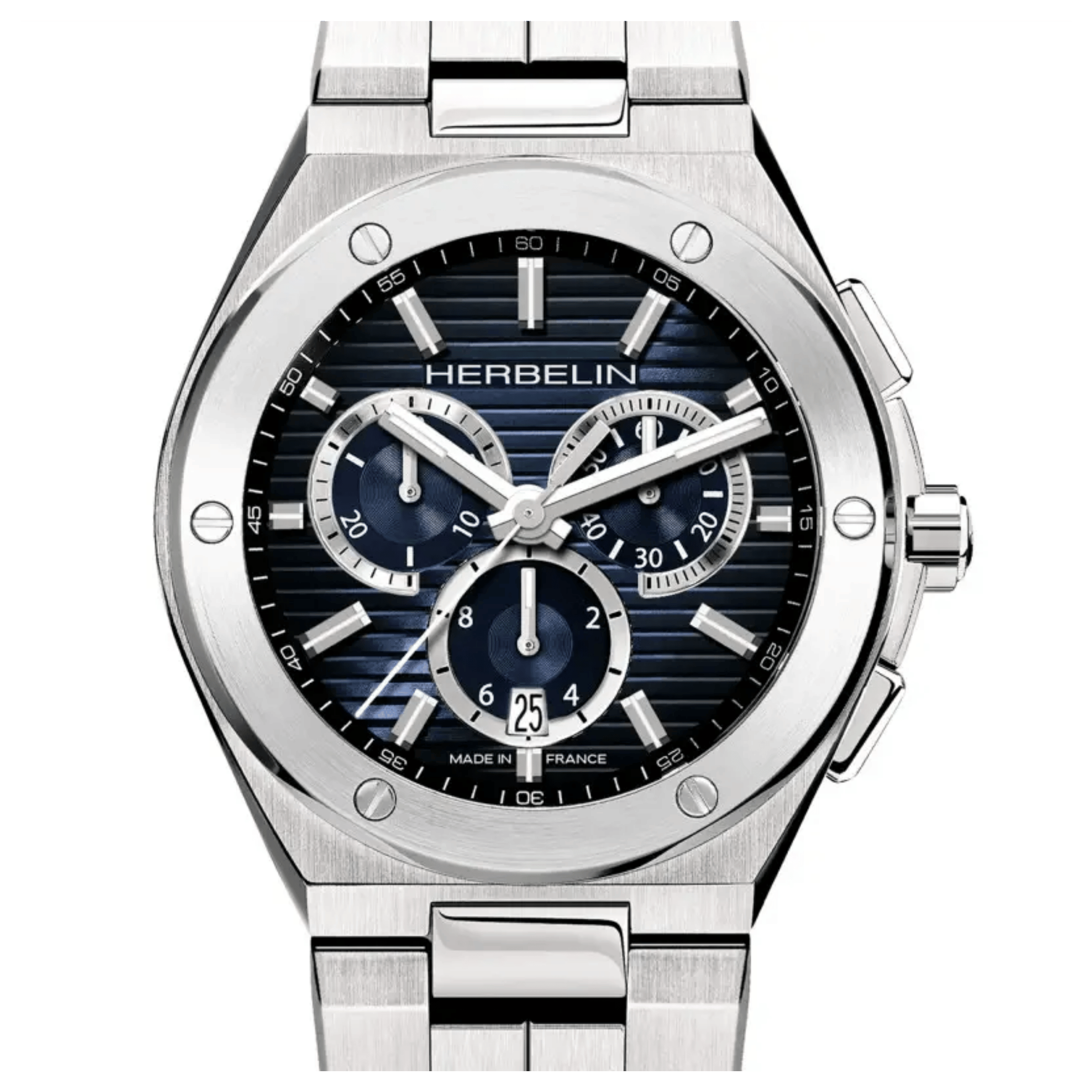 Montre Michel Herbelin Cap Camarat quartz chronographe cadran bleu bracelet acier 42 mm