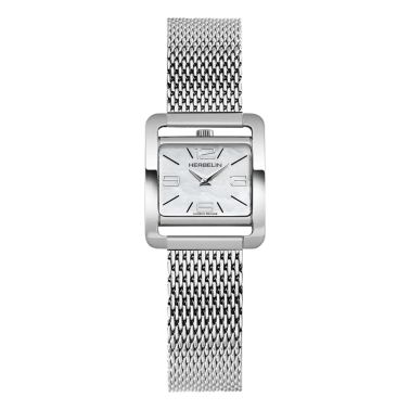 Montre Michel Herbelin 5ème Avenue quartz cadran nacre chiffres arabes bracelet maille milanaise