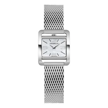 Montre Michel Herbelin 5ème Avenue quartz cadran nacre chiffres arabes bracelet maille milanaise